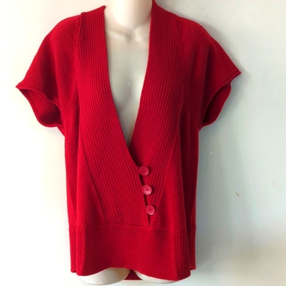 Coldwater Creek Red Sweater with Cap Sleeves - Picture 2 of 16